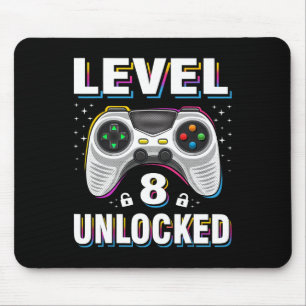 Birthday Boy Level 8 Unlocked Video Gamer 8 Years  Mouse Pad