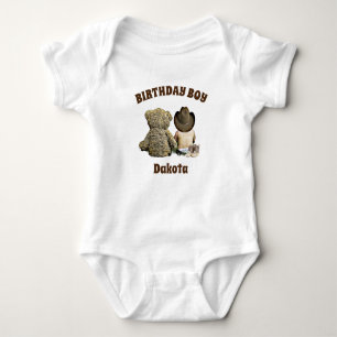 Birthday Boy Lil' Cowboy and Teddy Bear Baby Bodysuit