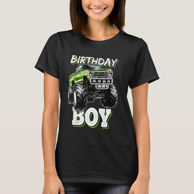 Birthday Boy Monster Truck Birthday Party  For Boy T-Shirt (Front)