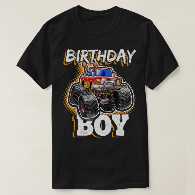 Birthday Boy Monster Truck Birthday Party Gift for T-Shirt (Design Front)