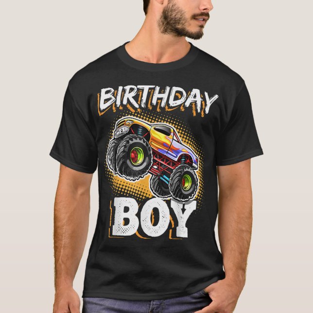 Birthday Boy Monster Truck Birthday Party Gift for T-Shirt (Front)
