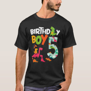 Birthday Boy Of 5 Years Old Matching Dinosaurs 5th T-Shirt