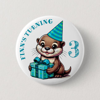 Birthday Boy Otter Themed Birthday Personalised 6 Cm Round Badge