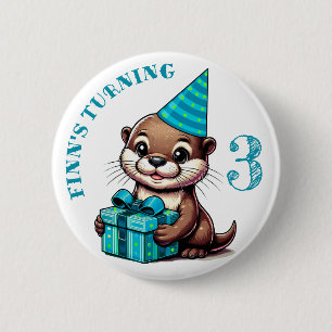 Birthday Boy Otter Themed Birthday Personalized 6 Cm Round Badge