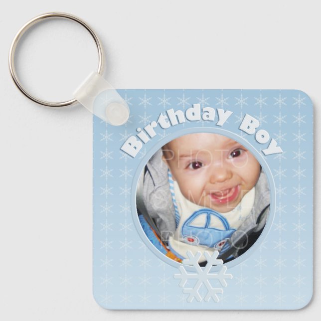 Birthday Boy Photo Winter Onederland Key Ring (Front)