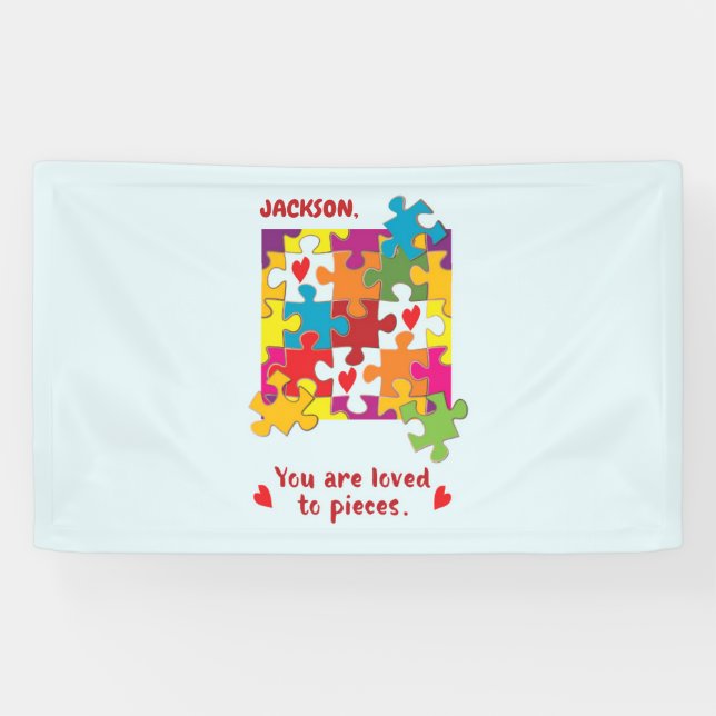 Birthday Boy Puzzle Love to Pieces Banner (Horizontal)