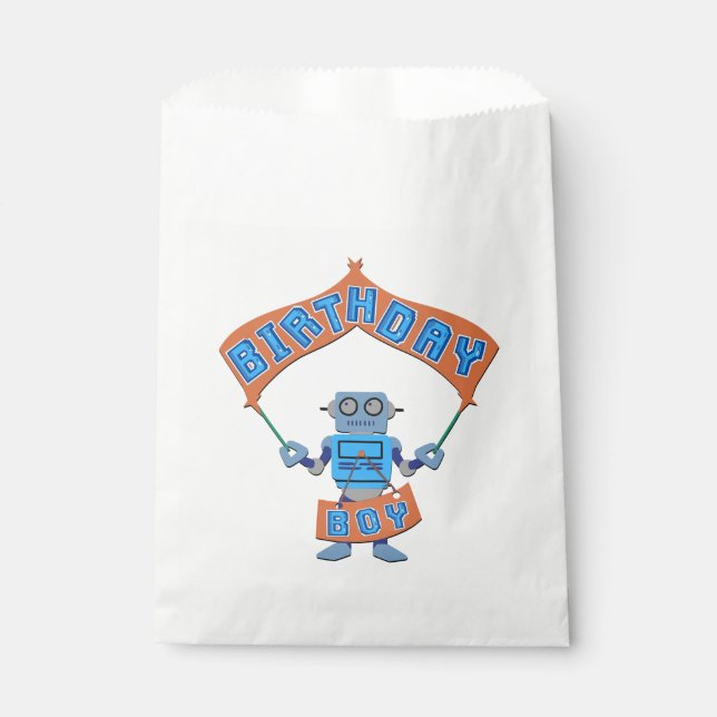 Birthday Boy Robot     Favour Bag (Front)