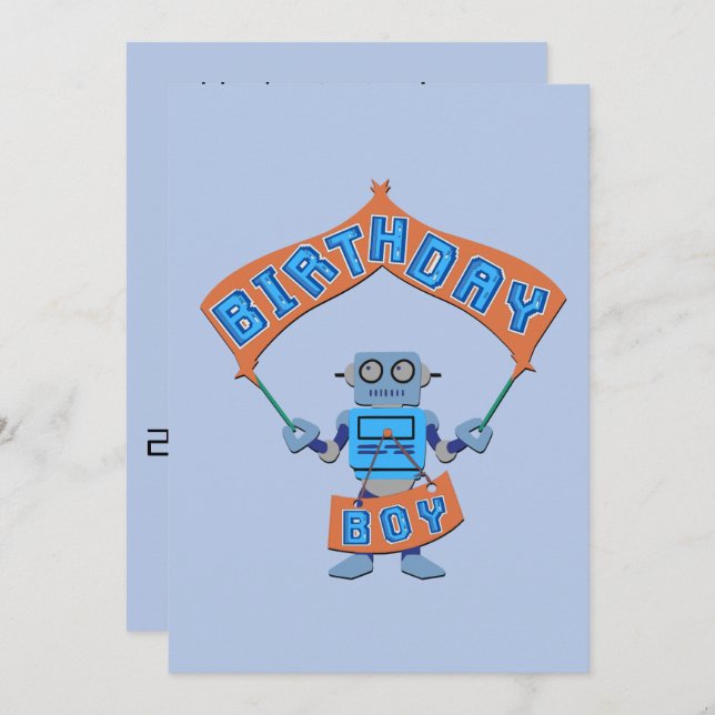 Birthday Boy Robot      Invitation (Front/Back)