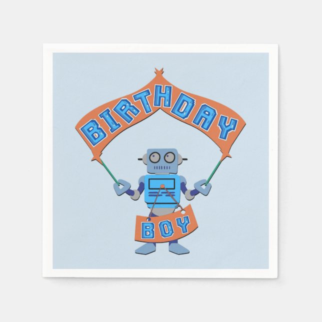 Birthday Boy Robot     Napkin (Front)
