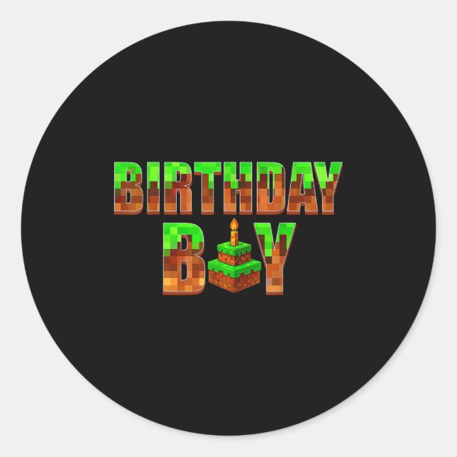 Birthday Boy Shirt Happy Birthday Video Game Xel K Classic Round Sticker (Front)