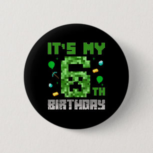 Birthday Boy Shirt Its My 6th Birthday Video Game 6 Cm Round Badge