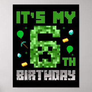 Birthday Boy Shirt Its My 6th Birthday Video Game  Poster