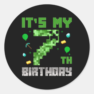 Birthday Boy Shirt Its My 7th Birthday Video Game  Classic Round Sticker