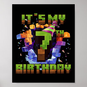 Birthday Boy Shirt Its My 7th Birthday Video Game  Poster