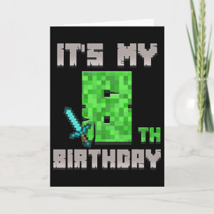 Birthday Boy Shirt It's My 8th Birthday Gamer Pixe Card