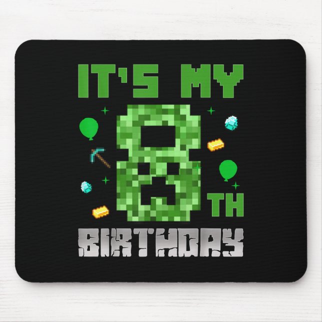 Birthday Boy Shirt Its My 8th Birthday Video Game  Mouse Pad (Front)