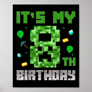 Birthday Boy Shirt Its My 8th Birthday Video Game  Poster