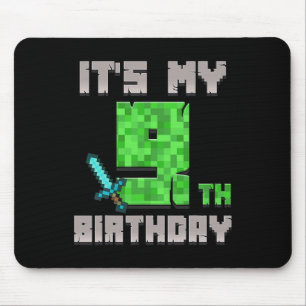 Birthday Boy Shirt It's My 9th Birthday Gamer Pixe Mouse Pad