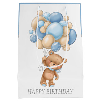 BIRTHDAY  Boy Teddy BALLOONS gift bag