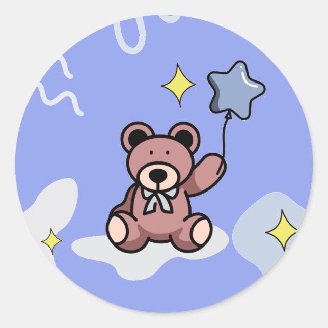 Birthday Boy Teddy Bear   Classic Round Sticker (Front)