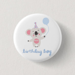 Birthday Boy Teddy Bear Holding A Balloon 3 Cm Round Badge