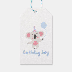 Birthday Boy Teddy Bear Holding A Balloon Gift Tags