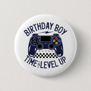 Birthday Boy Time to Level Up 6 Cm Round Badge