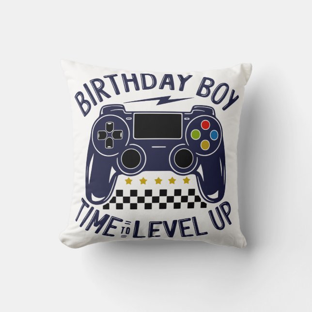 Birthday Boy Time to Level Up Cushion (Front)