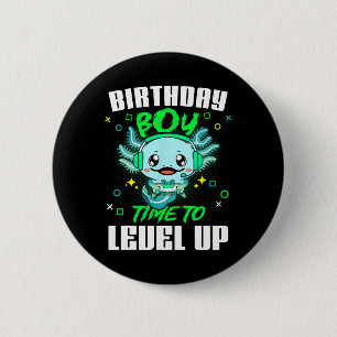 Birthday Boy Time To Level Up Gamer Birthday Kids  6 Cm Round Badge
