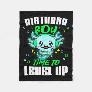 Birthday Boy Time To Level Up Gamer Birthday Kids Fleece Blanket