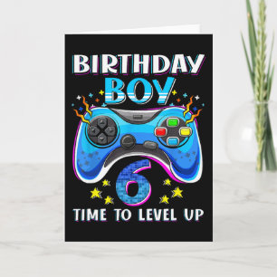 Birthday Boy Time To Level Up Gamer Video Game 6 Y Card
