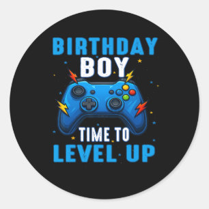 Birthday Boy Time To Level Up Gamer Video Game 7 Y Classic Round Sticker