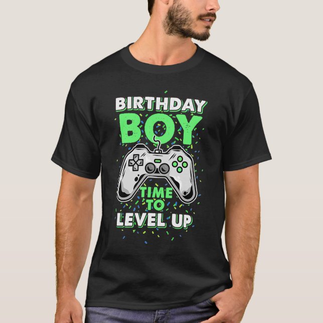 Birthday Boy Time To Level Up  Gaming Boys T-Shirt (Front)
