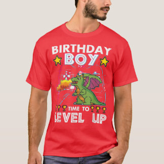 Birthday Boy Time To Level Up Kids Video Game Dino T-Shirt