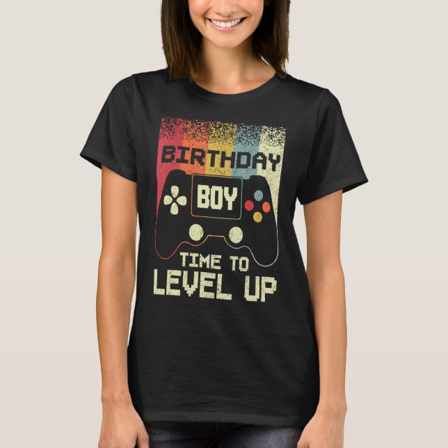 Birthday Boy Time to Level Up Matching Video Gamer T-Shirt (Front)