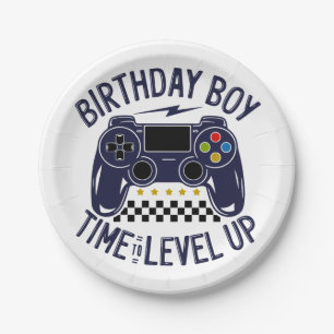 Birthday Boy Time to Level Up Paper Plate