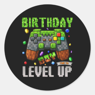 Birthday Boy Time To Level Up Pixel Birthday Gamer Classic Round Sticker