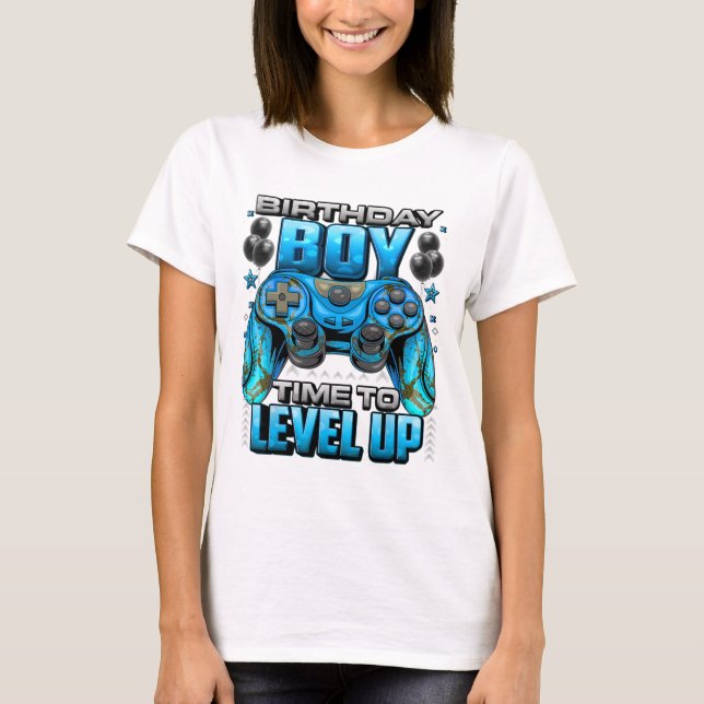 Birthday Boy Time To Level Up Shirt Video Gamer Bi (Front)