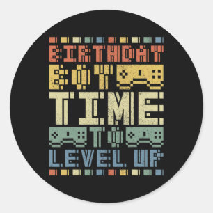 Birthday Boy Time To Level Up Teen Boys Video Game Classic Round Sticker