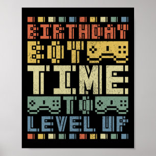 Birthday Boy Time To Level Up Teen Boys Video Game Poster