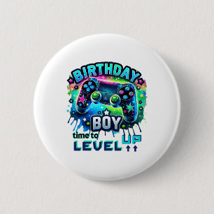 Birthday Boy Time To Level Up Video Game Birthday 6 Cm Round Badge