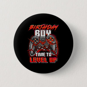 Birthday Boy Time To Level Up Video Game Birthday  6 Cm Round Badge