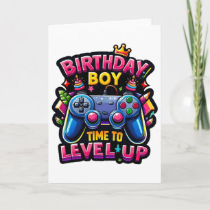 Birthday Boy Time To Level Up Video Game Birthday  Card