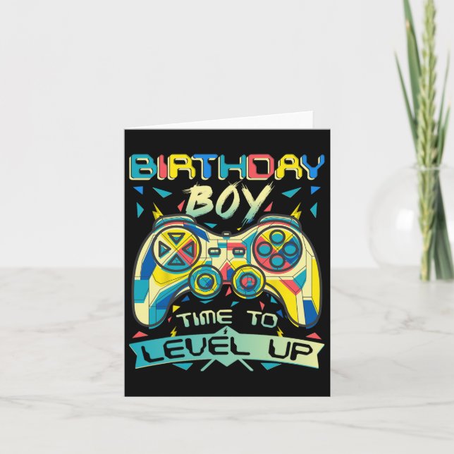 Birthday Boy Time To Level Up Video Game Birthday  Card (Front)