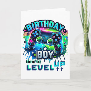 Birthday Boy Time To Level Up Video Game Birthday  Card