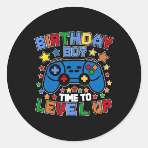 Birthday Boy Time To Level Up Video Game Birthday Classic Round Sticker