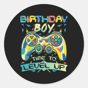 Birthday Boy Time To Level Up Video Game Birthday Classic Round Sticker