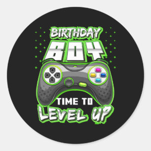 Birthday Boy Time To Level Up Video Game Birthday Classic Round Sticker
