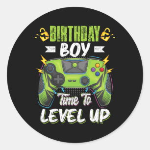 Birthday Boy Time To Level Up Video Game Birthday  Classic Round Sticker