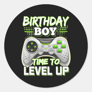 Birthday Boy Time To Level Up Video Game Birthday  Classic Round Sticker